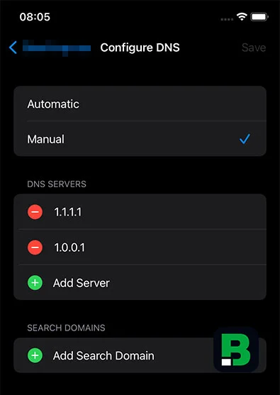 การตั้งค่า DNS บน iOS