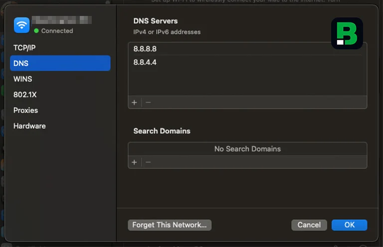 การตั้งค่า DNS บน Mac